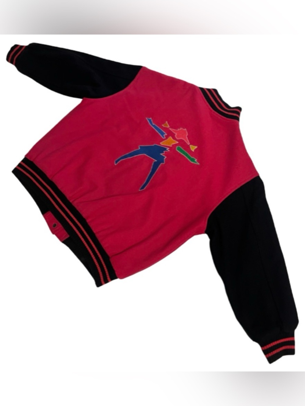 Vintage American Girl Gear Medium Logo Varsity Jacket Red Black 90s Embroidered